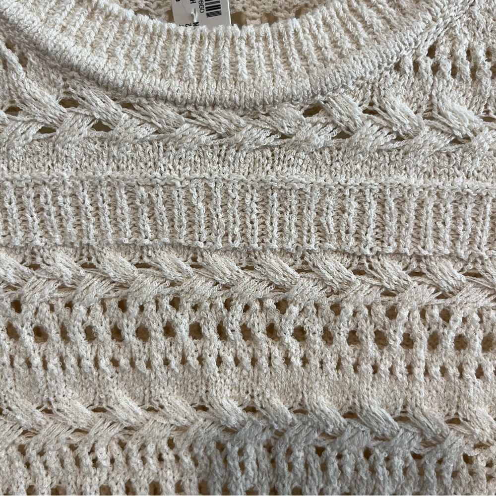 Madewell Scallop Trim Cream Knit Cropped Sweater XS - Picture 5 of 13